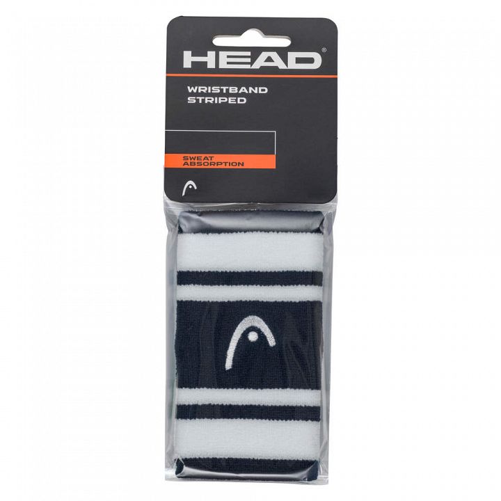 Head Striped Wristband 5'' Navy / White - 2 szt.